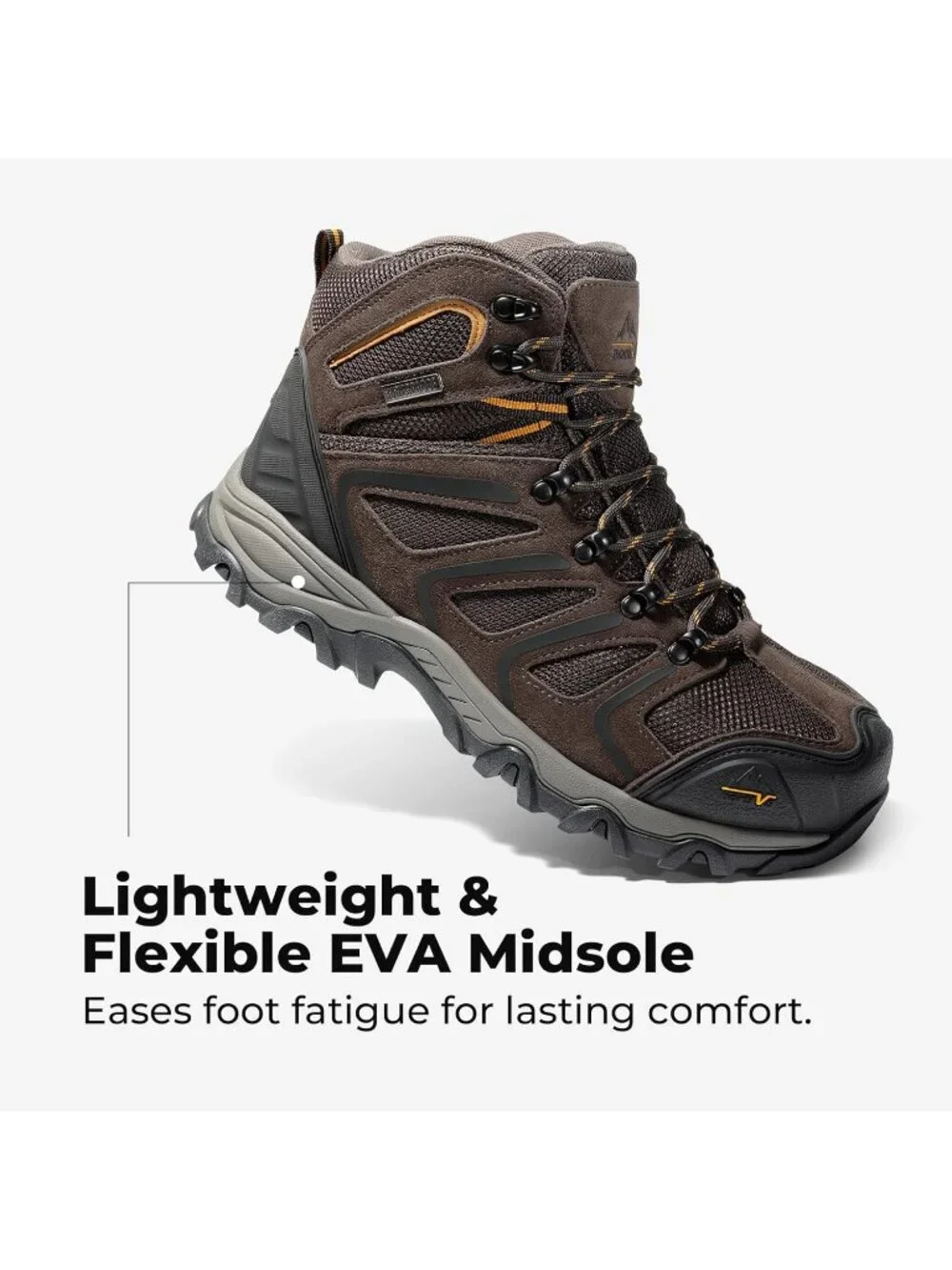 Men's Brown Waterproof Shoes Casual Mid Top Steel Toe Non Slip Hiking Boots